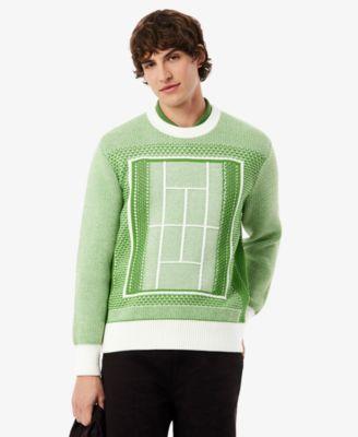 Men's Crewneck Tennis Court Graphic Jacquard Sweater by LACOSTE