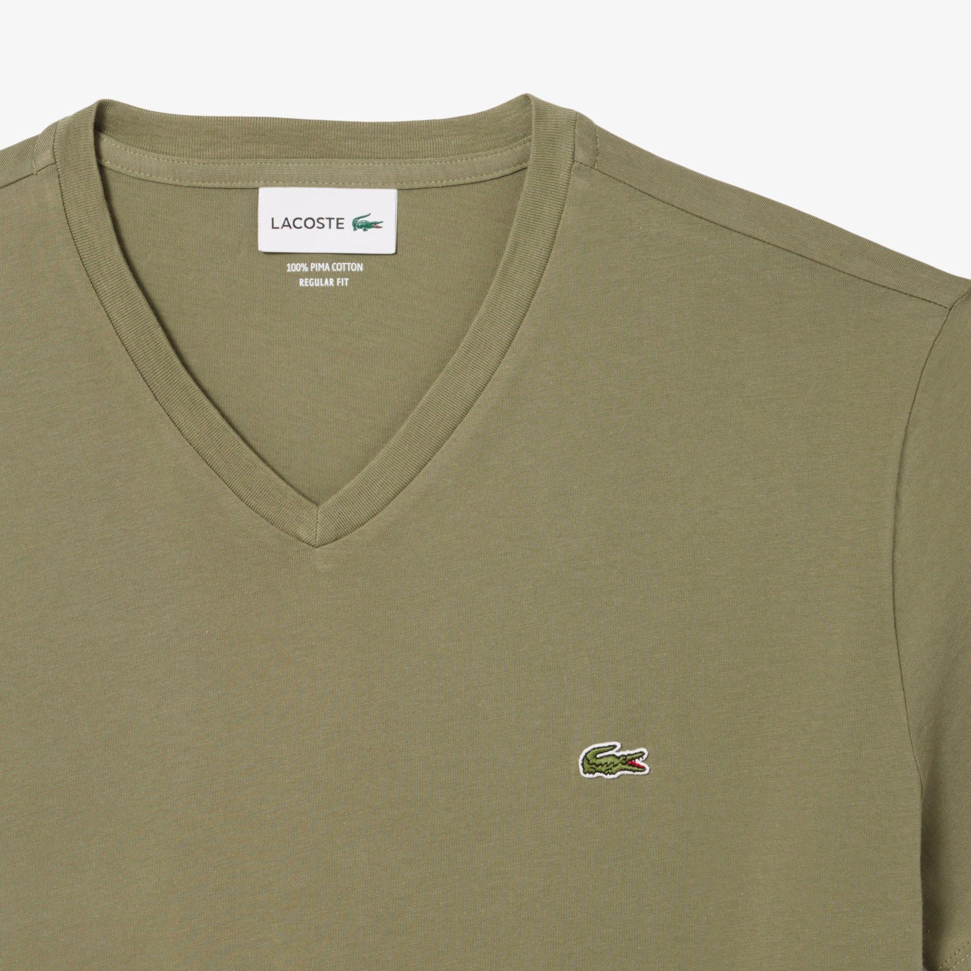 Men's Lightweight Pima Cotton V-Neck T-Shirt by LACOSTE