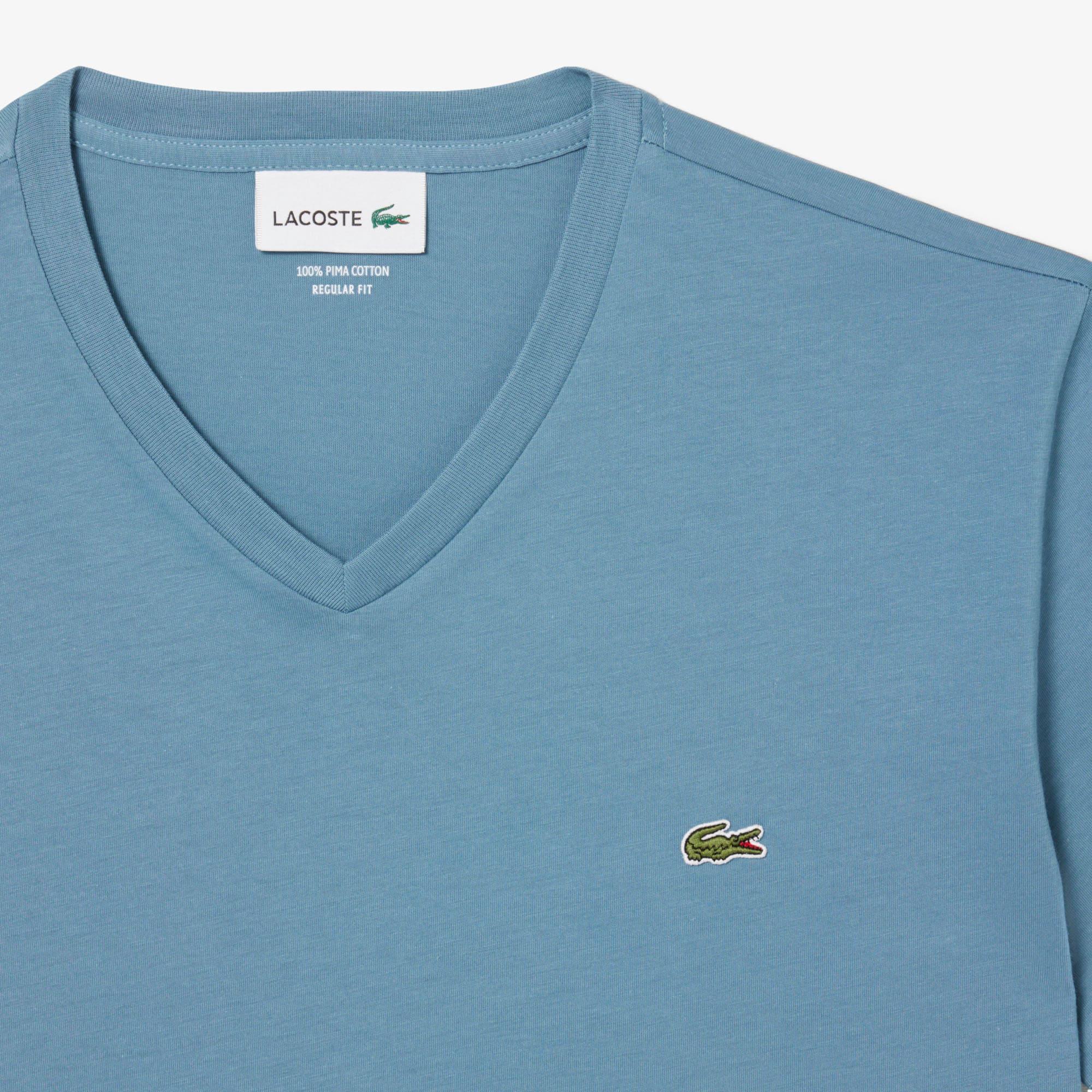 Men's Lightweight Pima Cotton V-Neck T-Shirt by LACOSTE