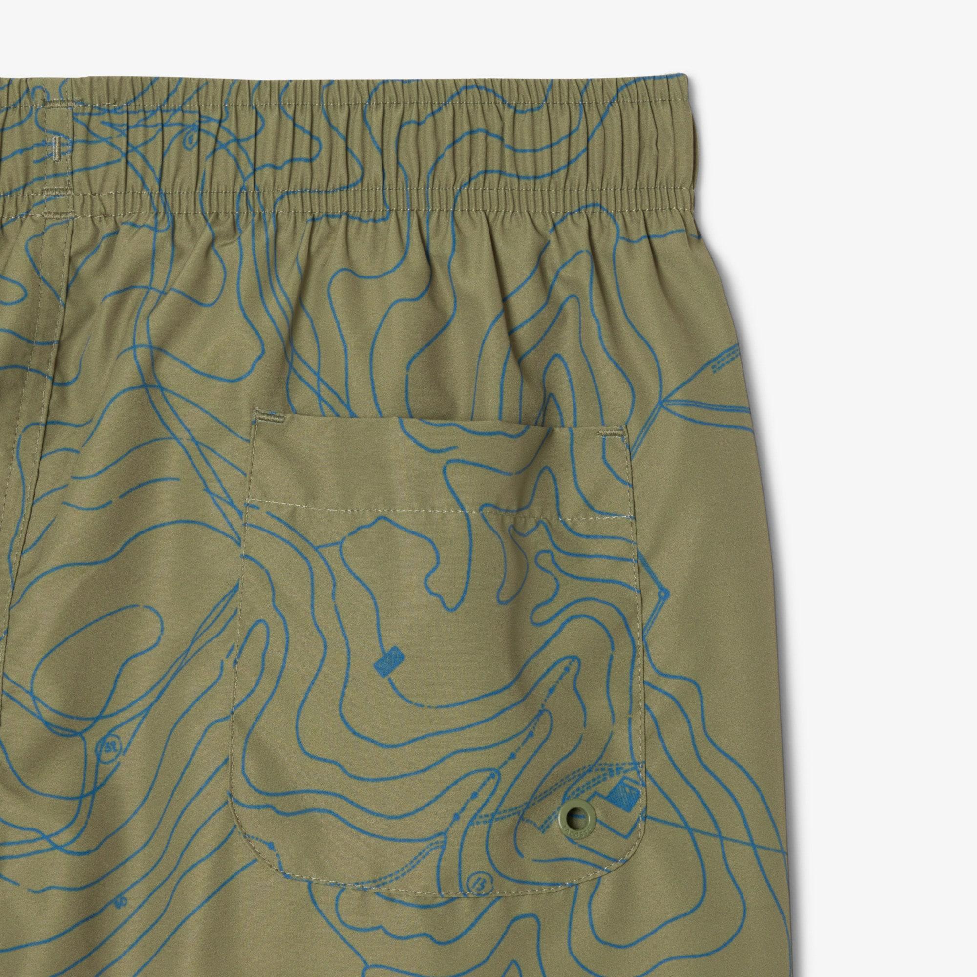 Men's Mid-Length Print Swim Trunks by LACOSTE