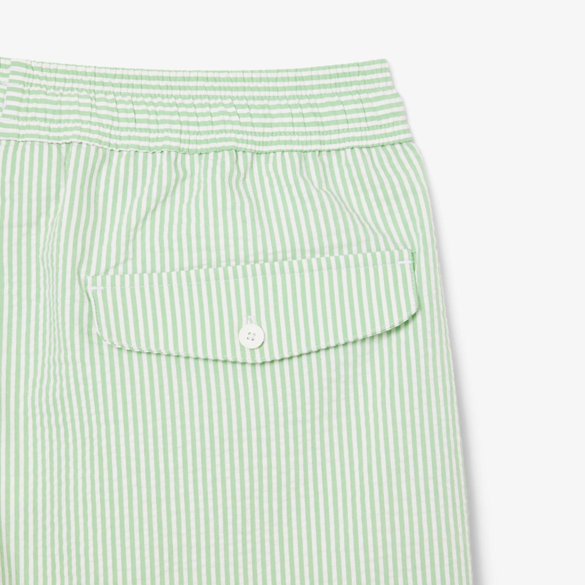 Men's Mid Length Striped Textured Swim Trunks by LACOSTE