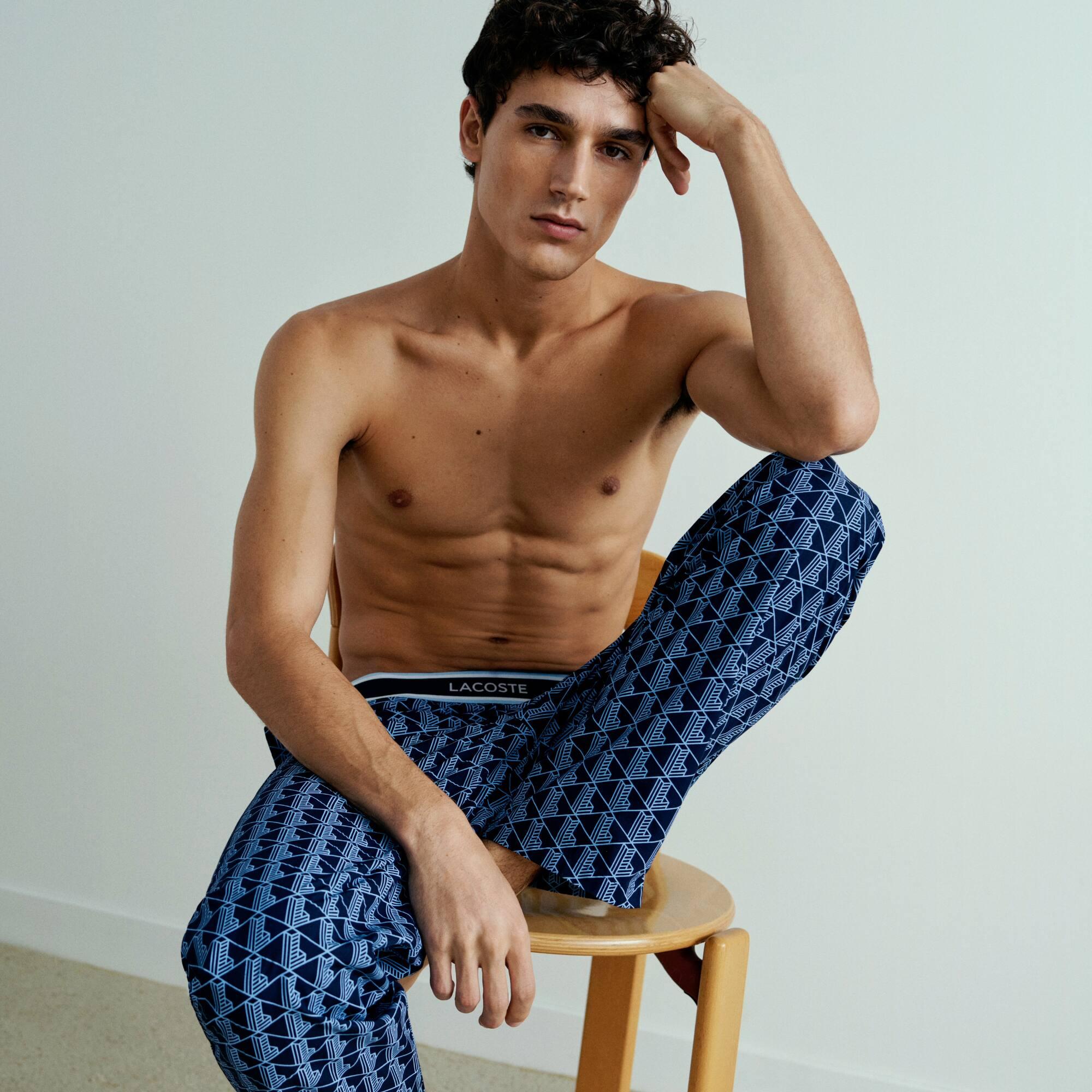 Men's Monogram Poplin Pajama Pants by LACOSTE