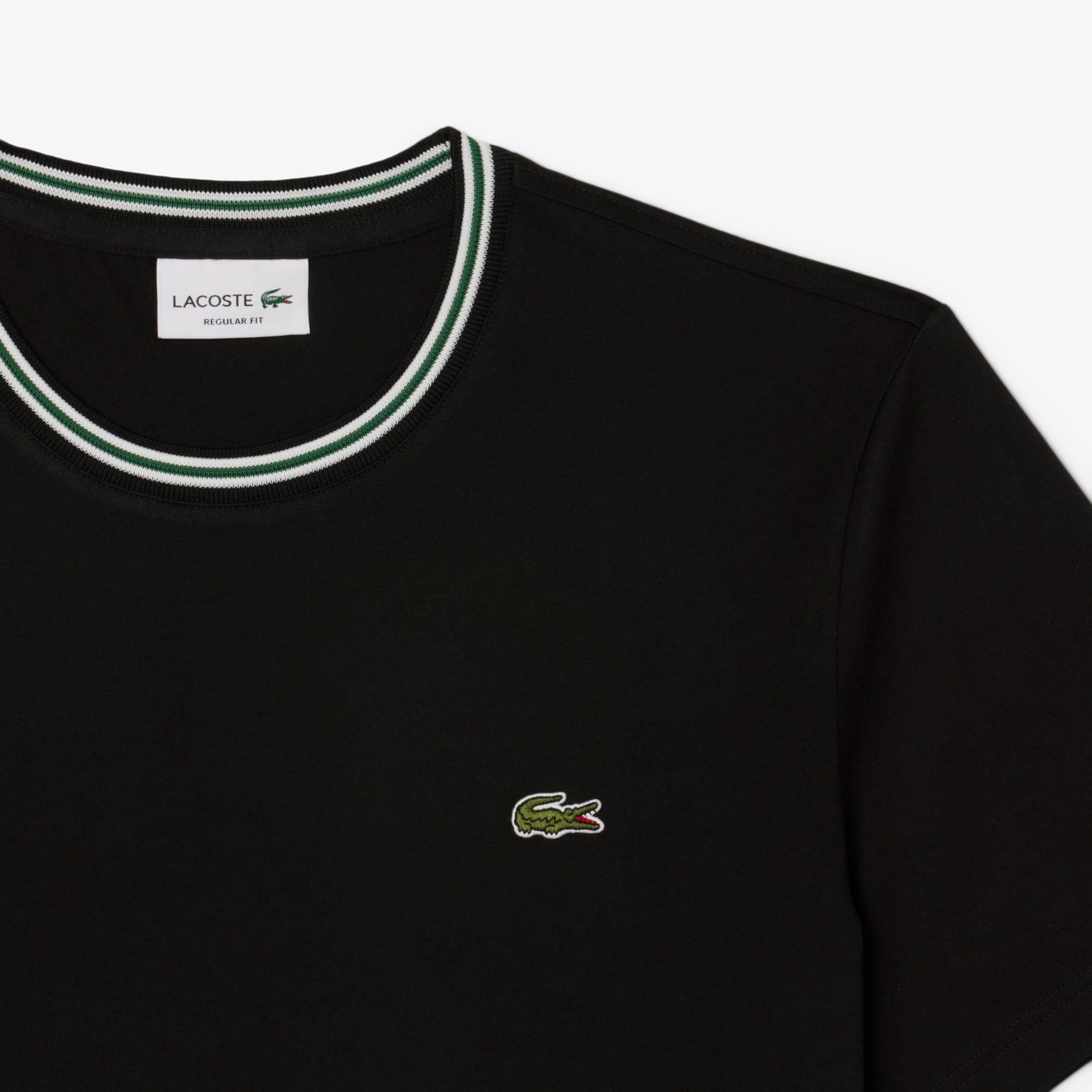 Men's Regular Fit Ribbed Collar Cotton T-Shirt by LACOSTE