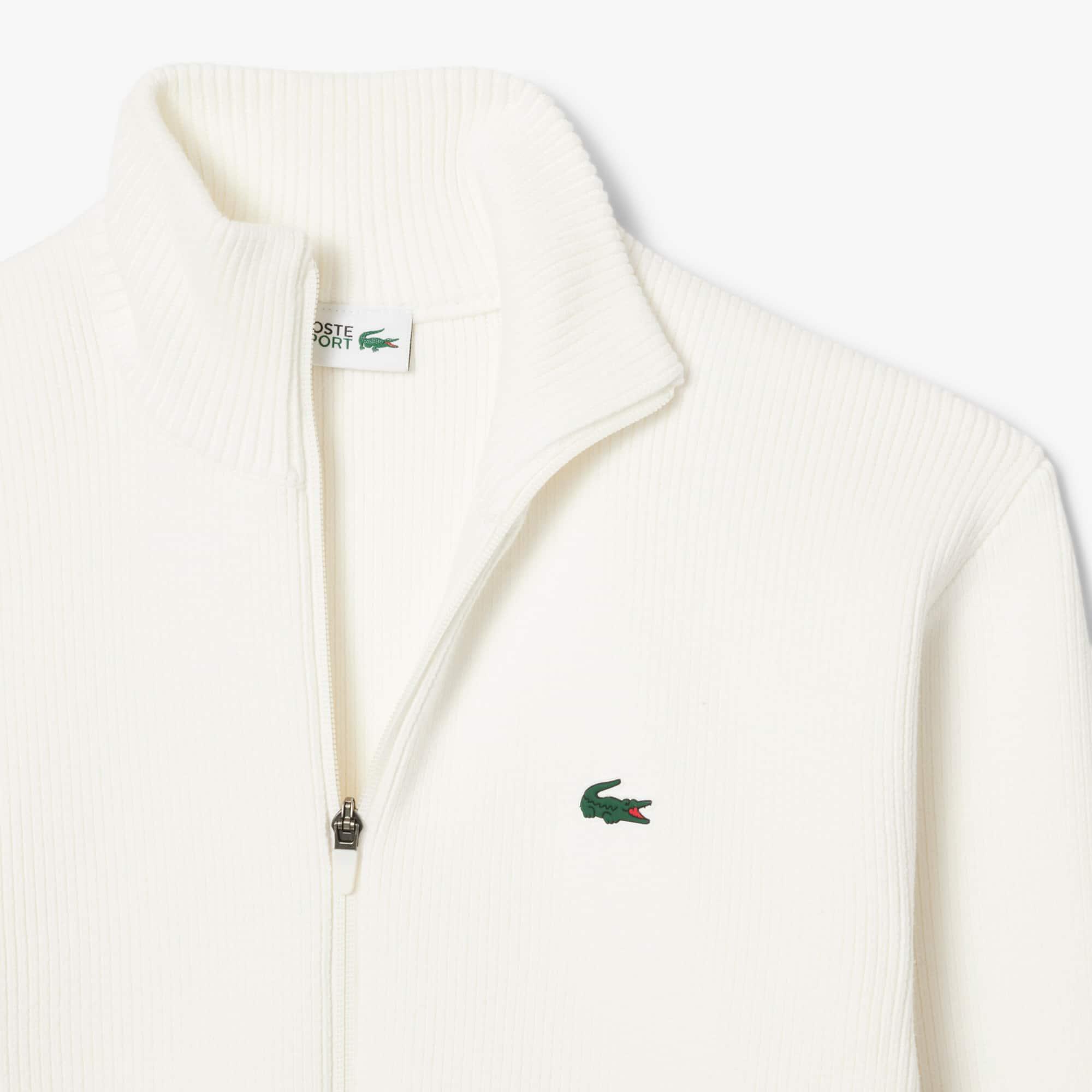 Men's Ribbed Knit Zip-Up Golf Sweater by LACOSTE