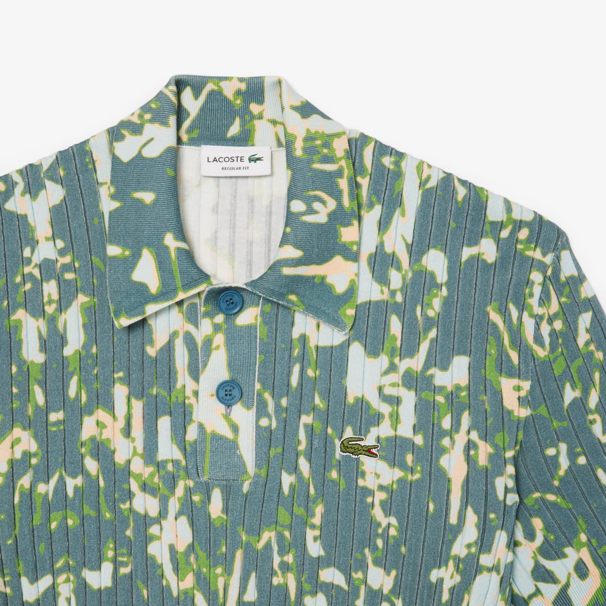 Men's Short Sleeve Graphic Print Polo Collar Sweater by LACOSTE