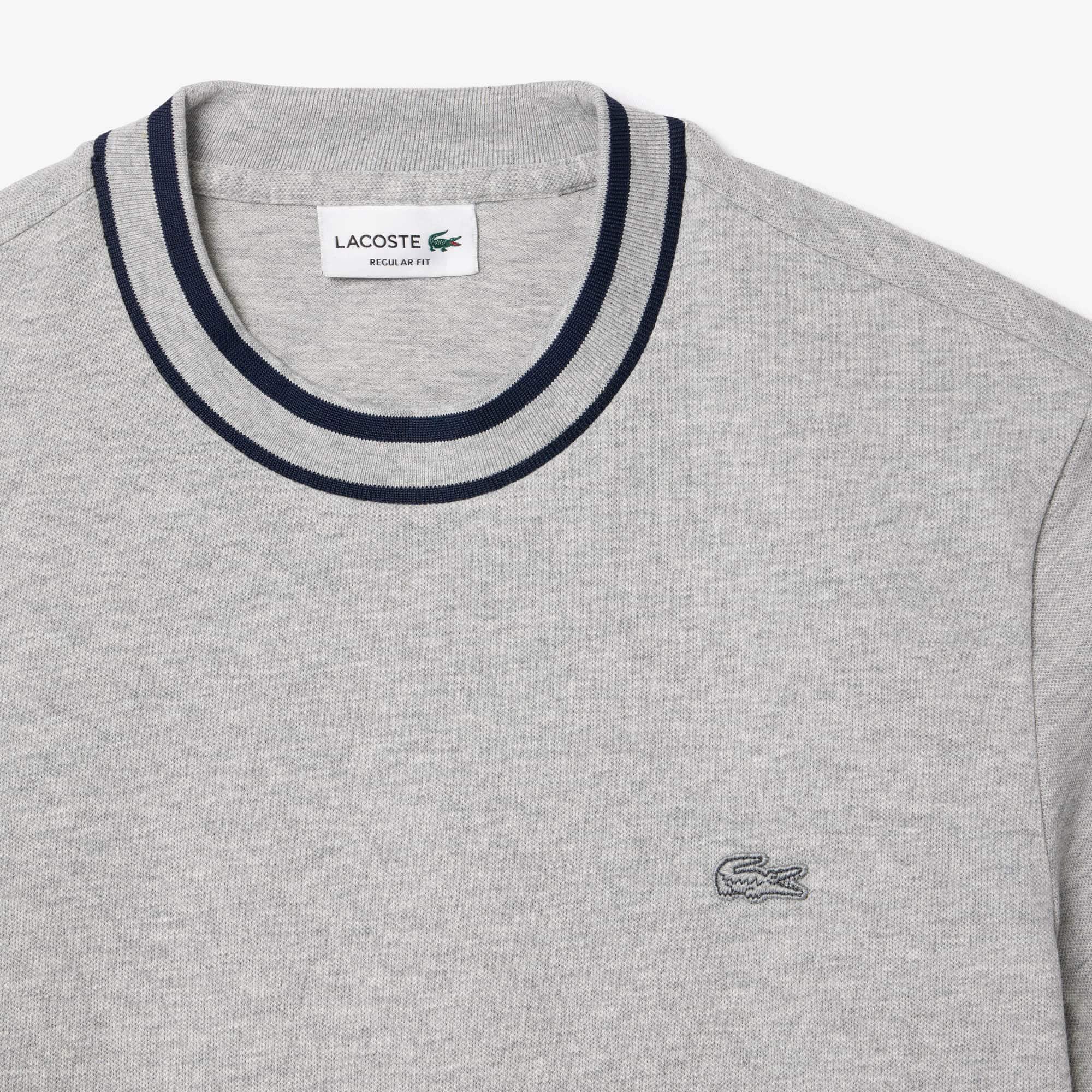 Men's Stretch Piqué Striped Collar T-Shirt by LACOSTE