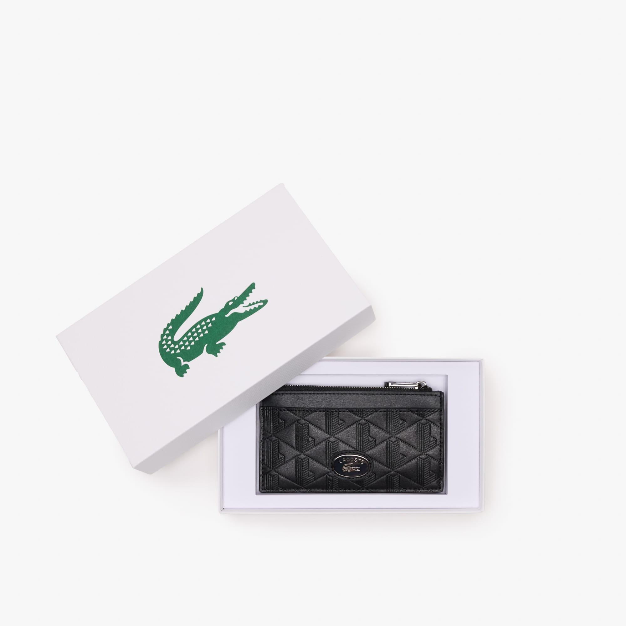 Monogram Leather Zip Card Holder by LACOSTE