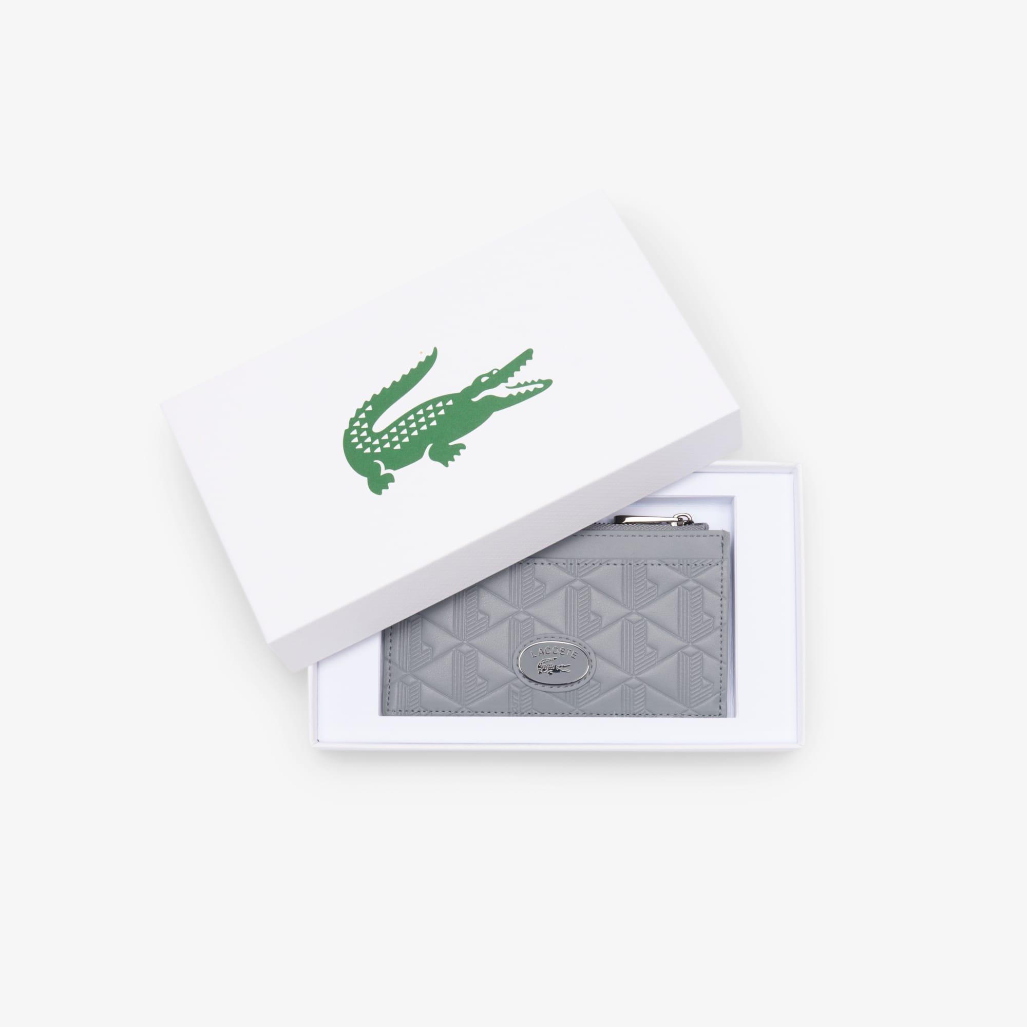Monogram Leather Zip Card Holder by LACOSTE
