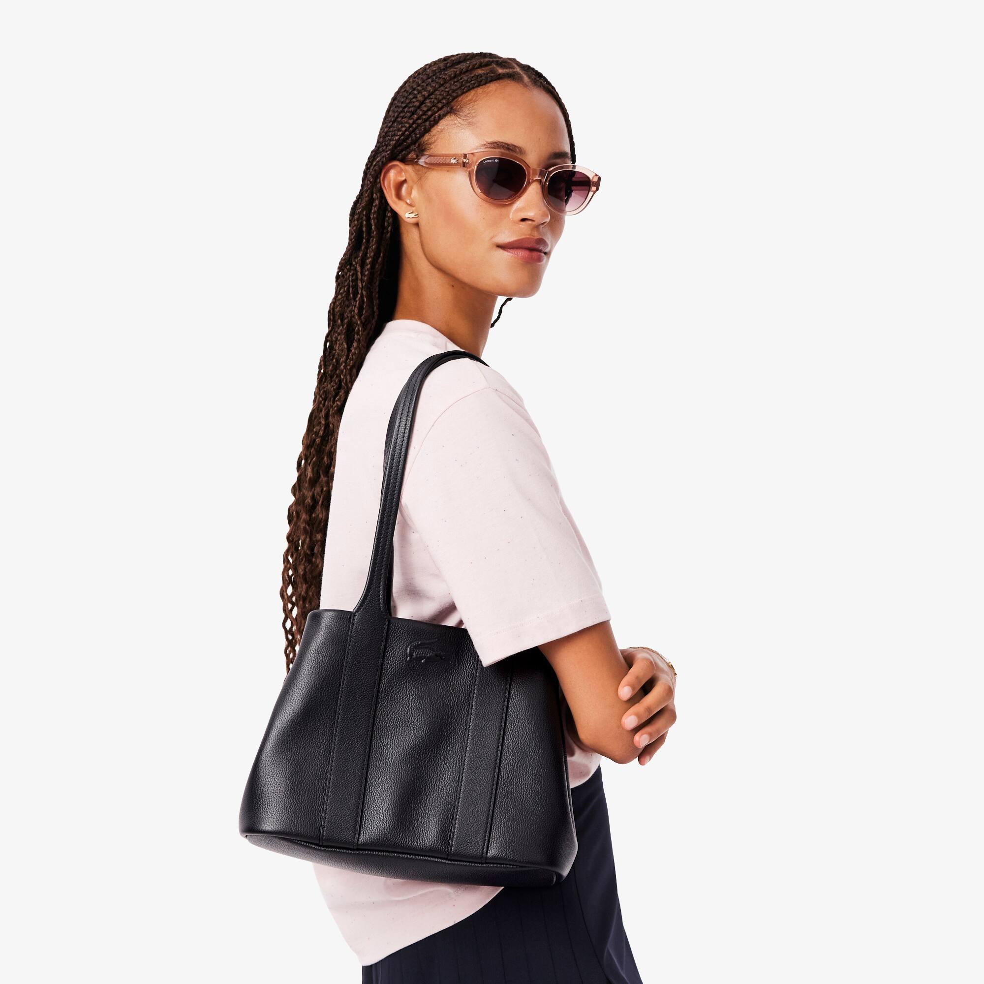 Small City Court Grain Leather Tote by LACOSTE