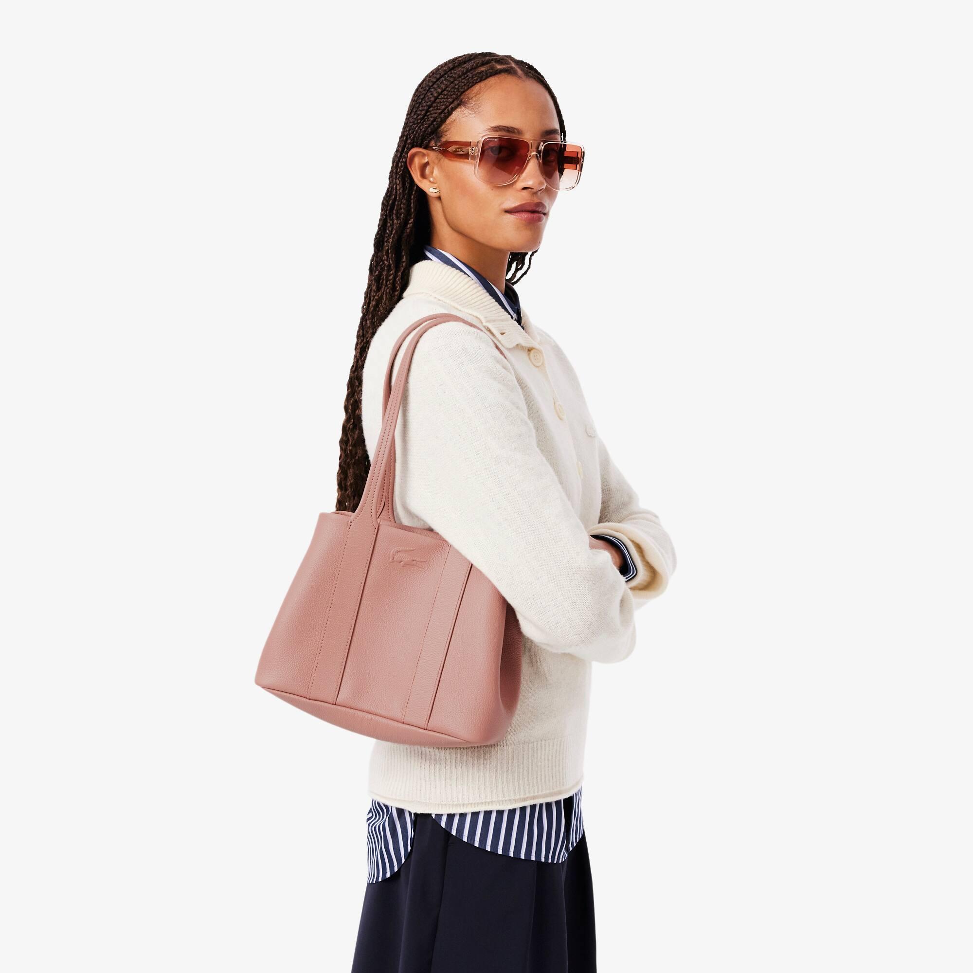 Small City Court Grain Leather Tote by LACOSTE