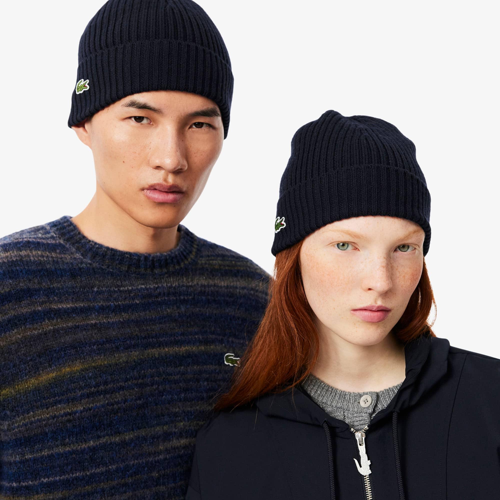 Unisex Rib Knit Brushed Wool Beanie by LACOSTE