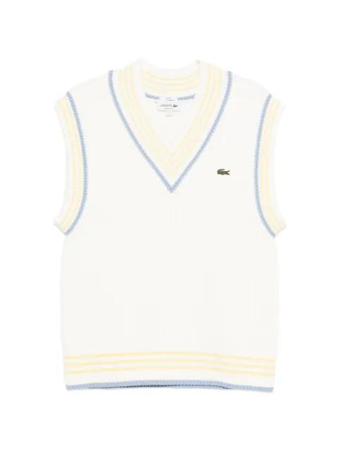 V-neck striped knitted vest by LACOSTE