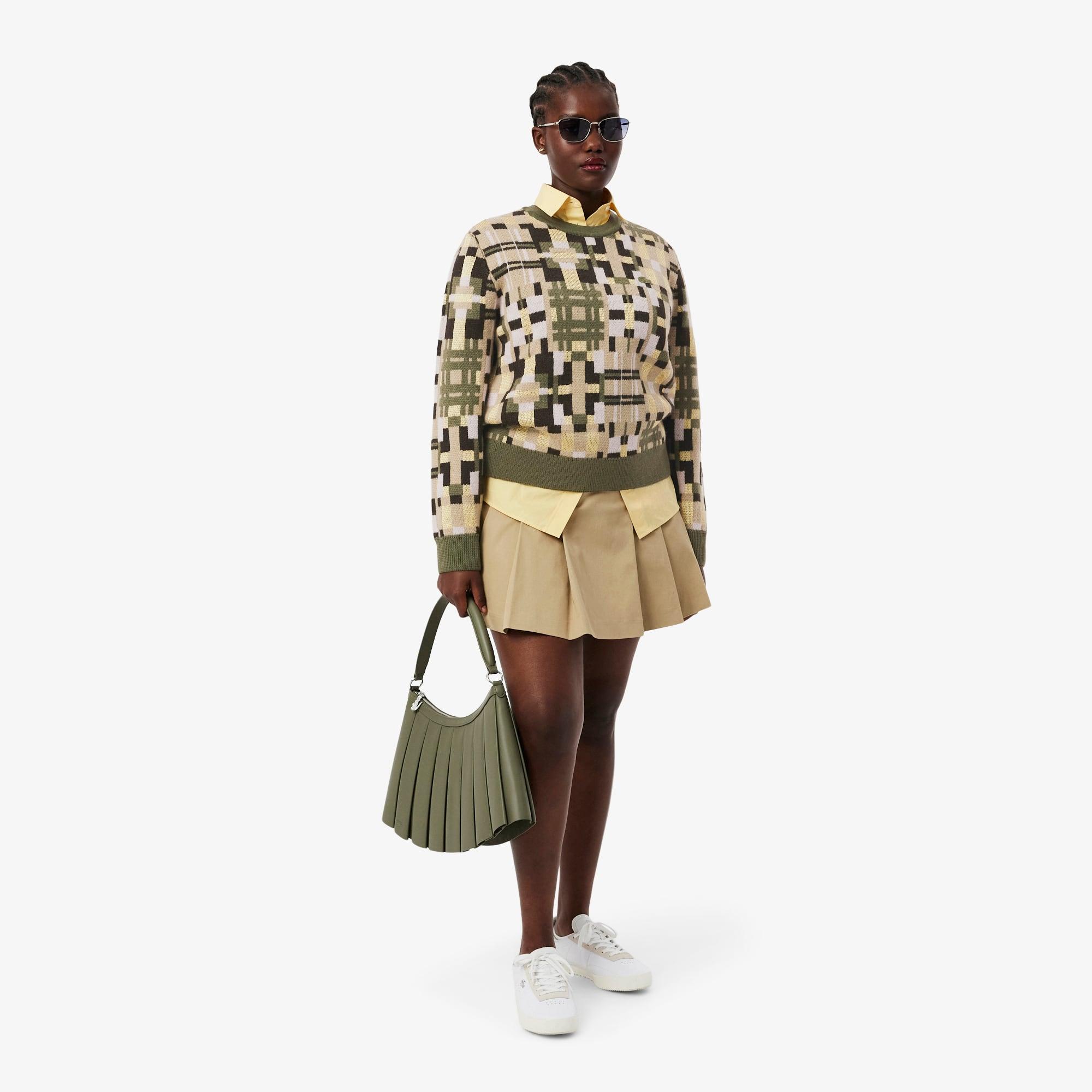 Women's Crew Neck Wool Graphic Sweater by LACOSTE