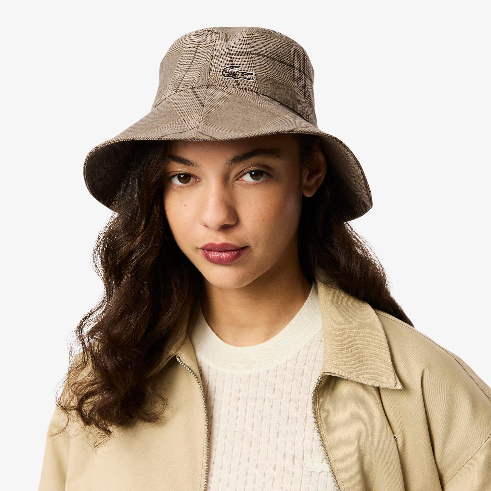 Women's Plaid Cotton Poplin Bucket Hat by LACOSTE
