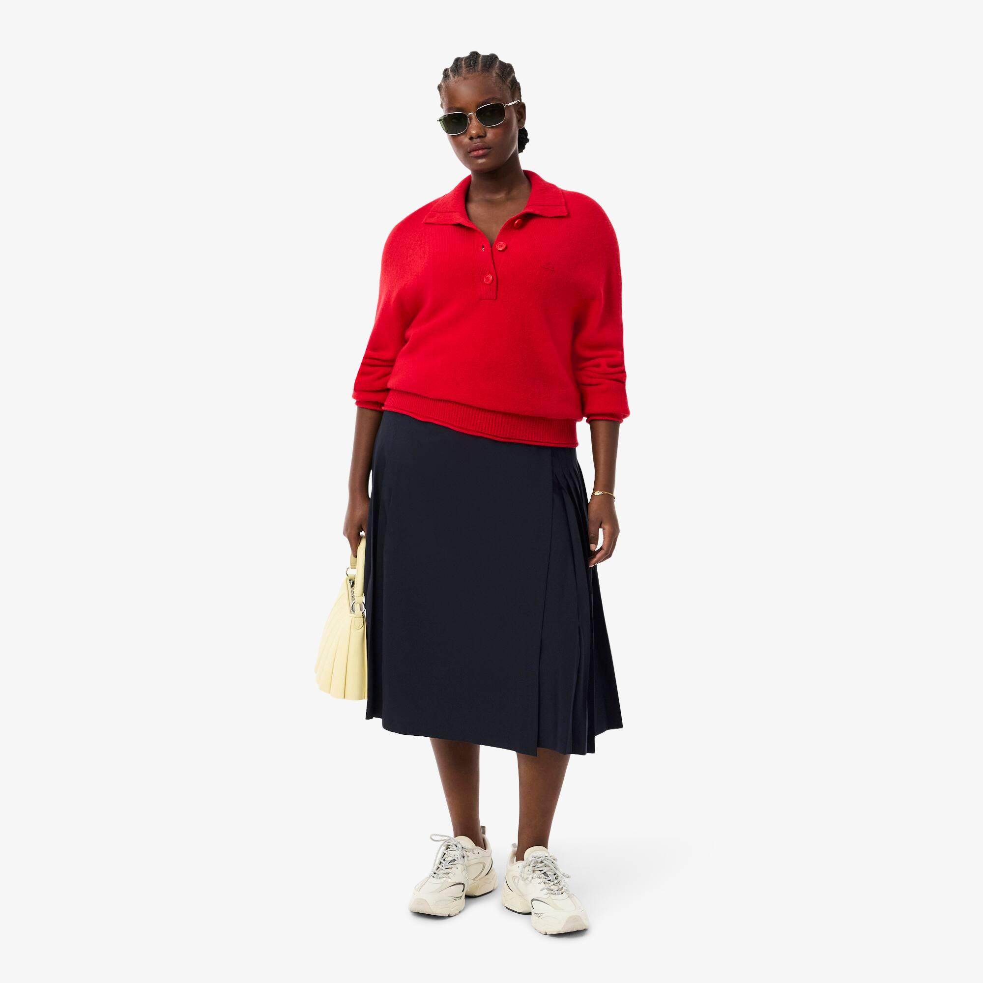 Women's Pleated Wool Midi Wrap Skirt by LACOSTE