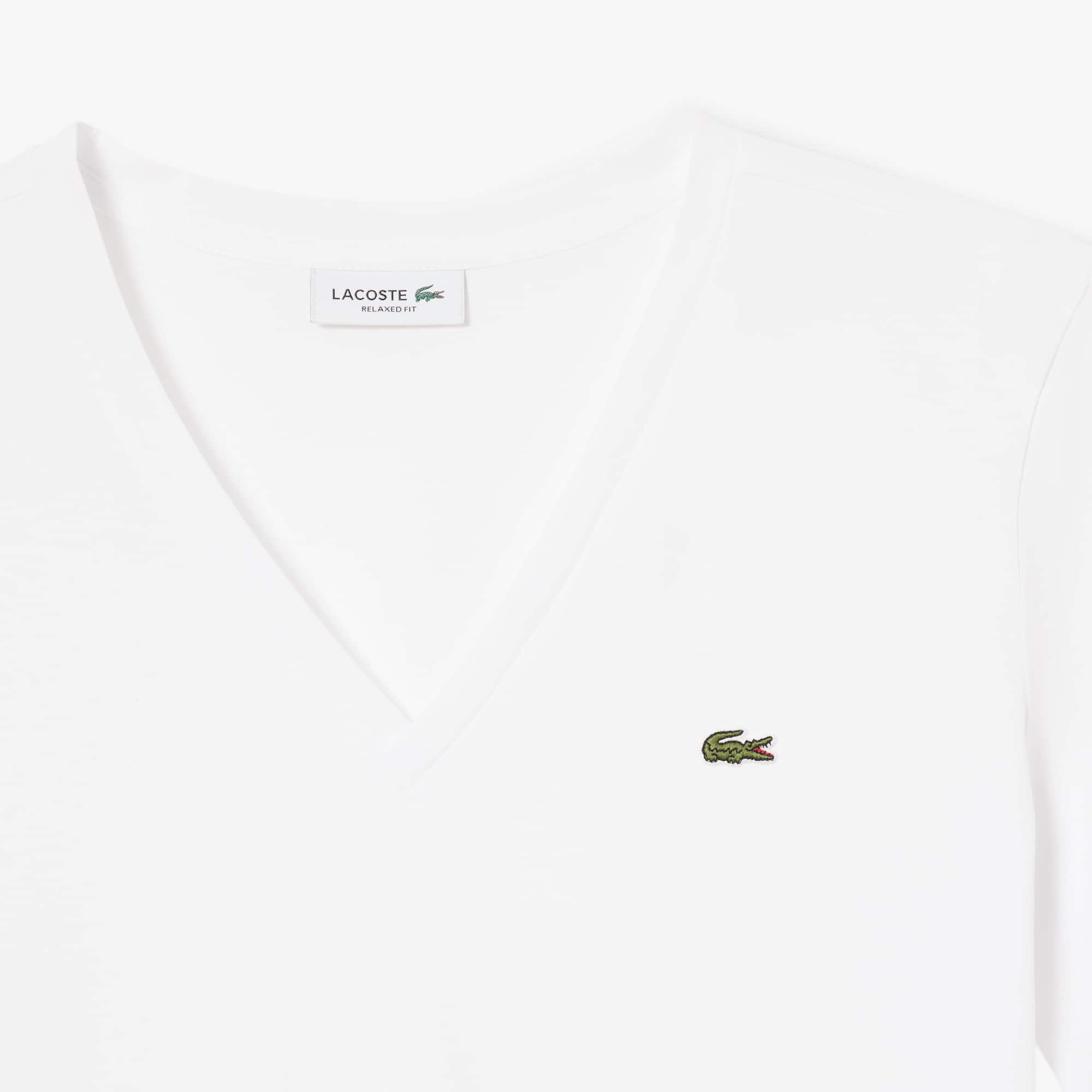 Women's Relaxed Fit Soft Cotton V-Neck T-Shirt by LACOSTE