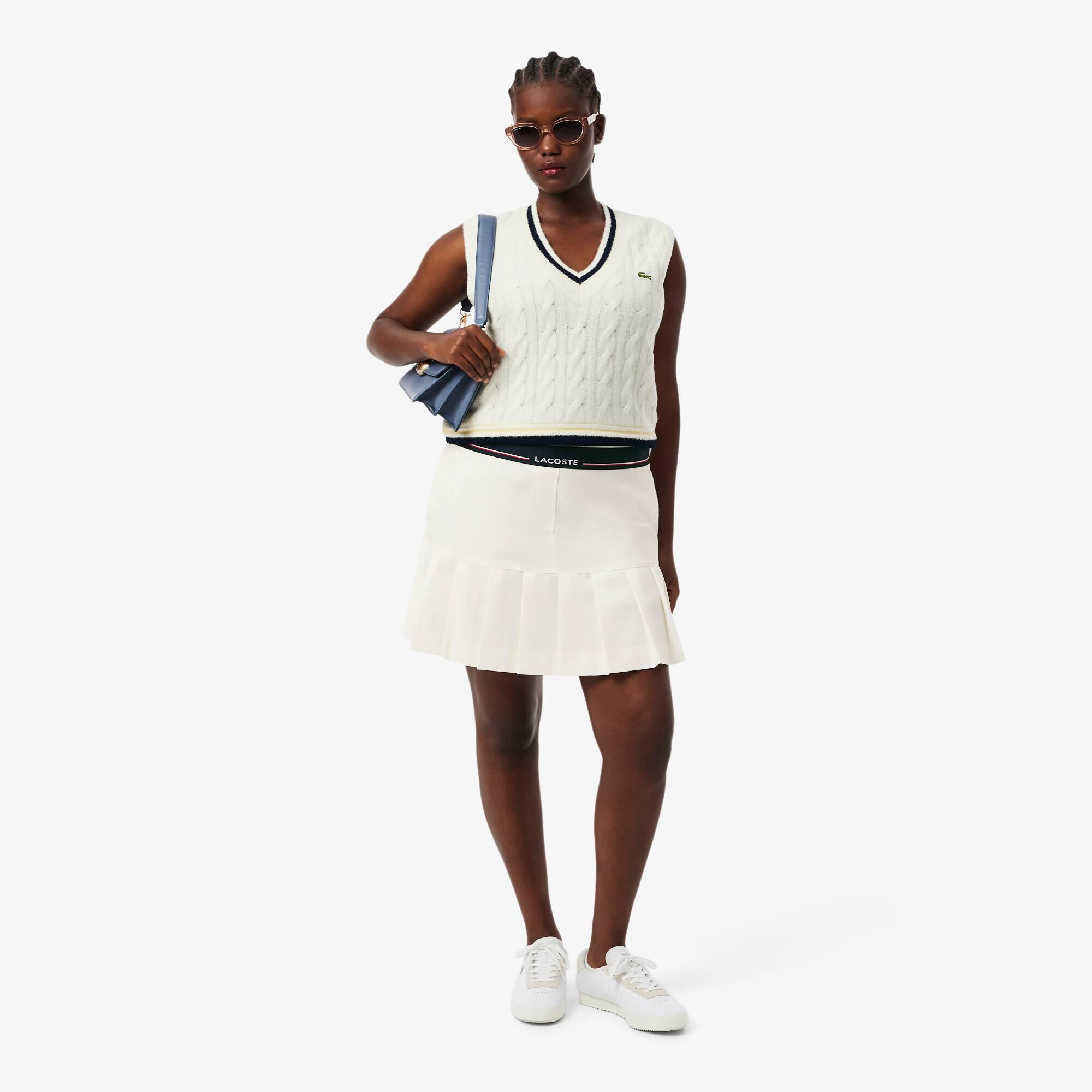 Women's Short Pleated Wool Blend Skirt by LACOSTE