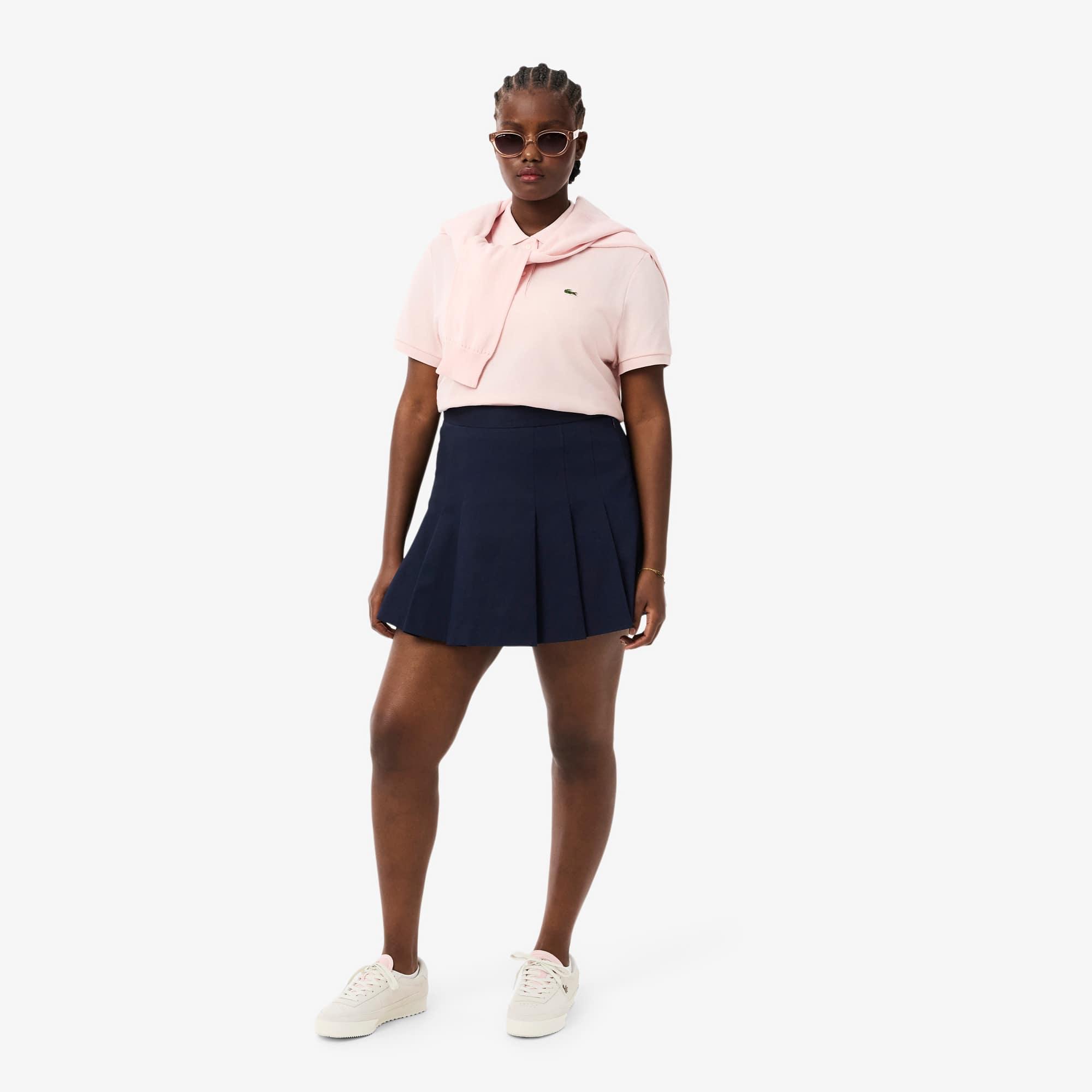 Women's Short Stretch Cotton Pleated Skirt by LACOSTE