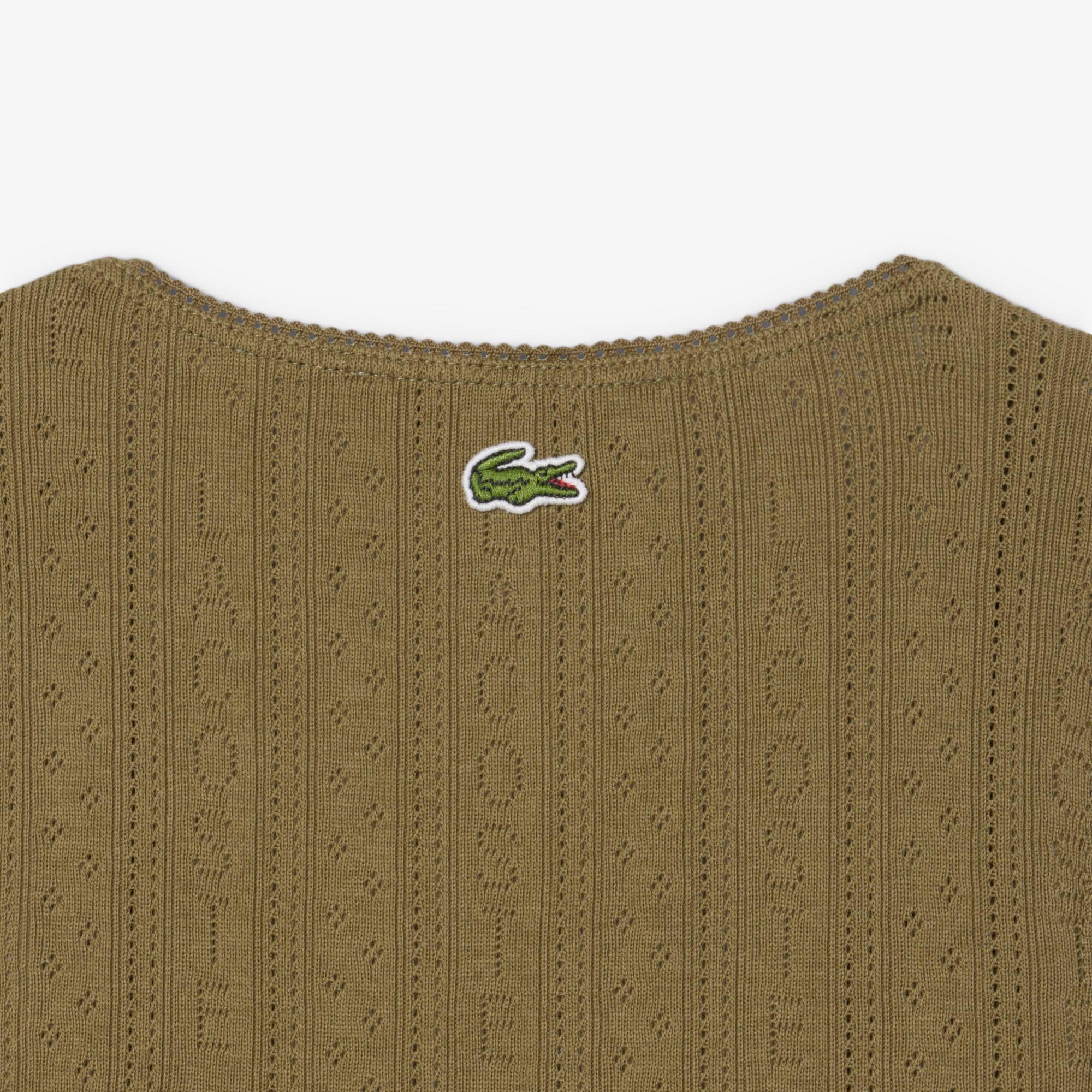 Women's Slim Fit Pointelle Knit Cotton Tank Top by LACOSTE