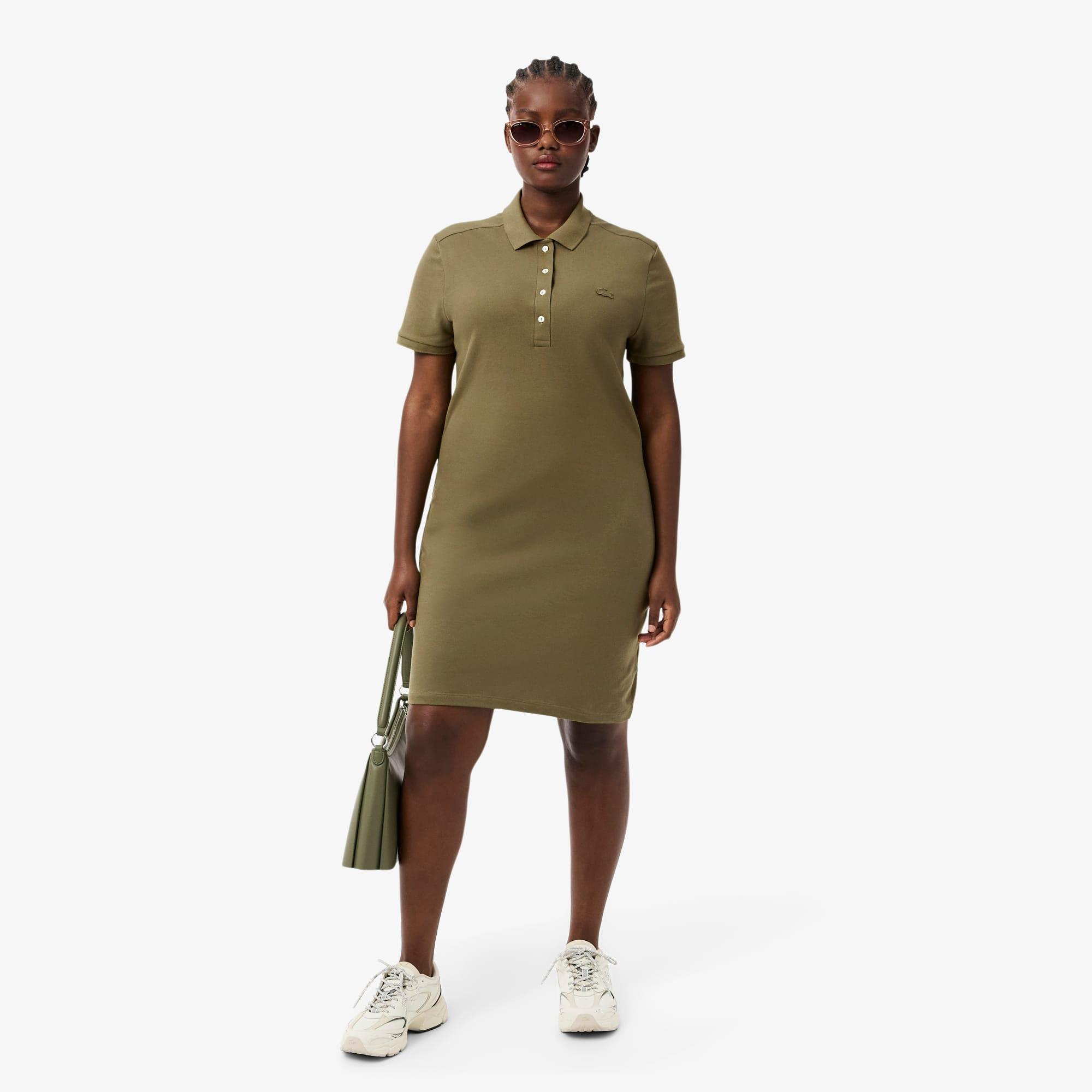 Women's Slim Fit Stretch Mini Piqué Polo Dress by LACOSTE