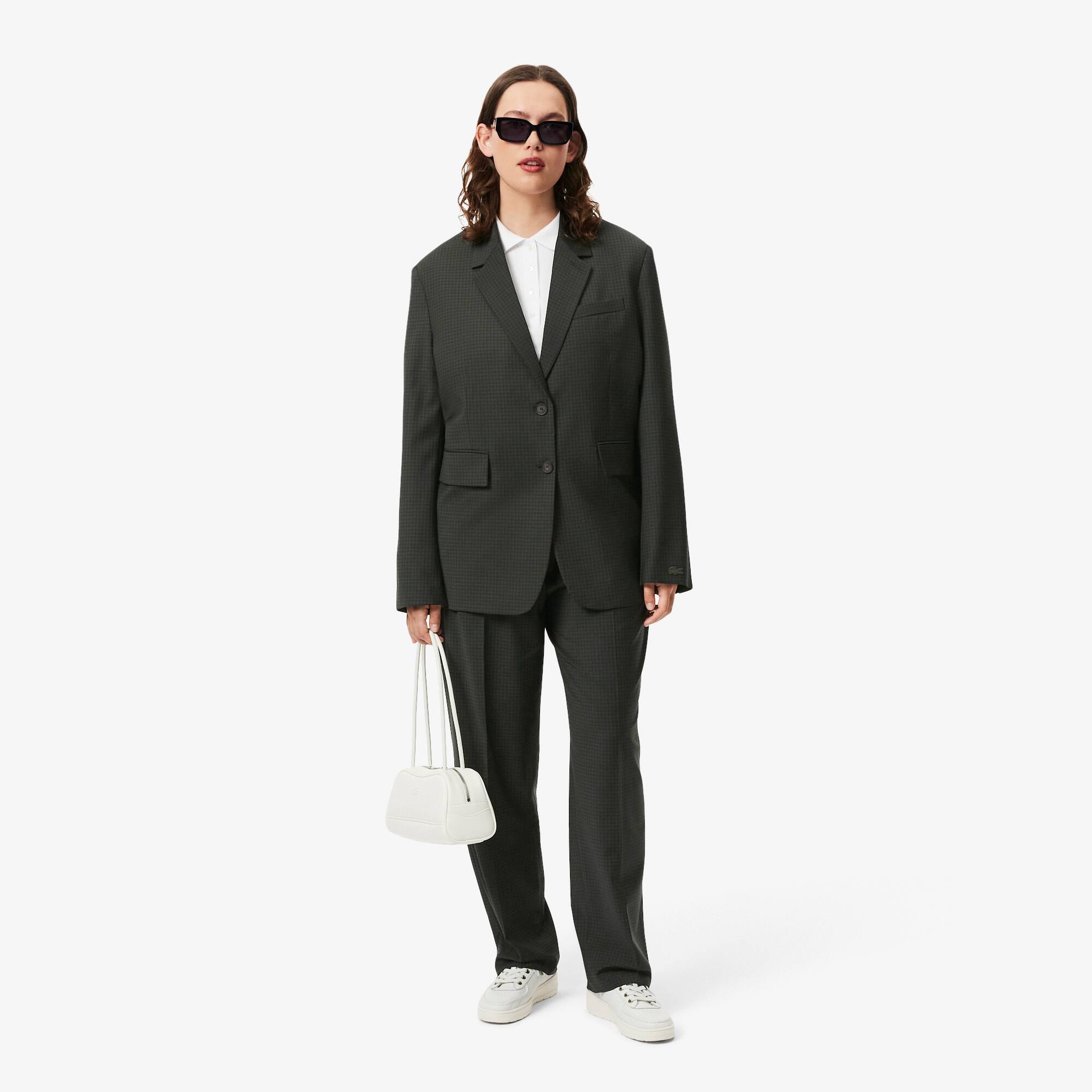 Women's Wool Blend Checked Blazer by LACOSTE