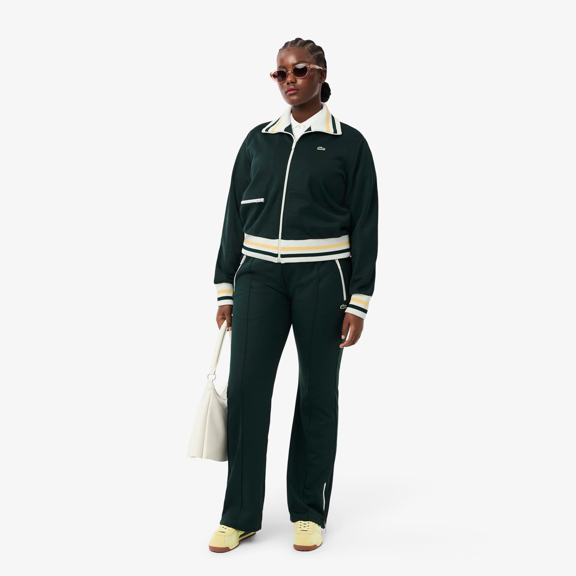 Women's Zip-Up Stripe Accent Sweatshirt by LACOSTE