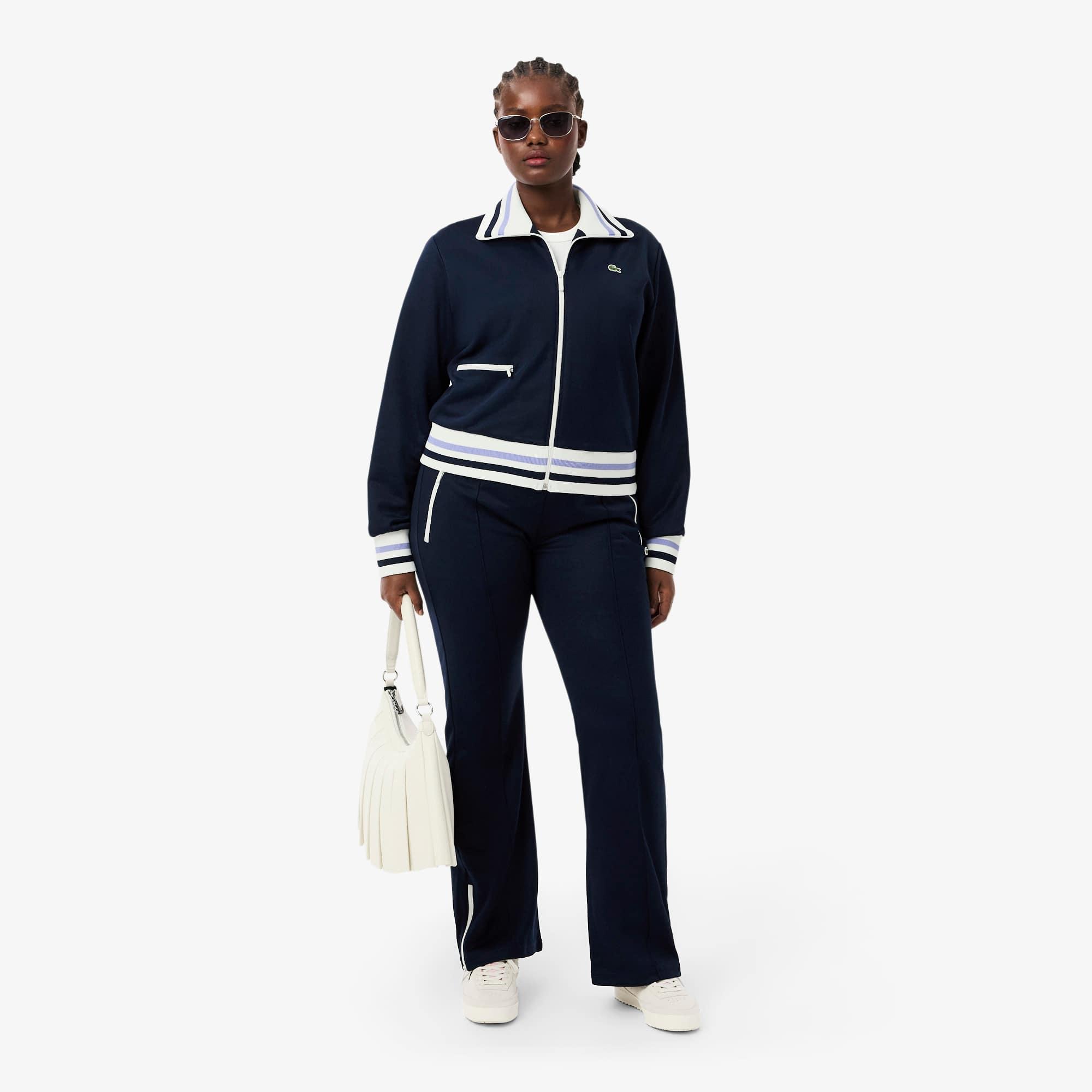 Women's Zip-Up Stripe Accent Sweatshirt by LACOSTE