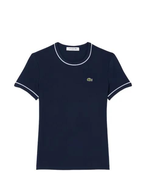 contrast-trim round-neck logo-detail cotton T-shirt by LACOSTE