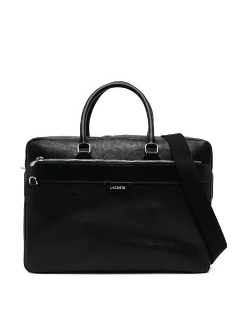 debossed logo top handle laptop bag by LACOSTE