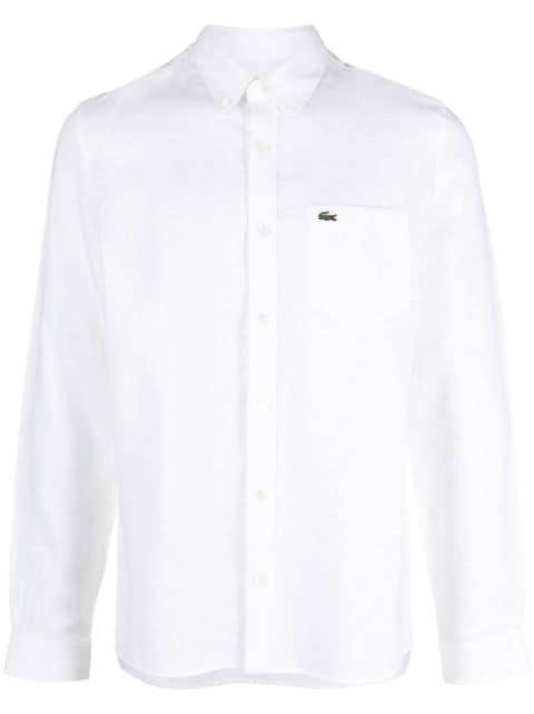 logo-embroidered button-down shirt by LACOSTE
