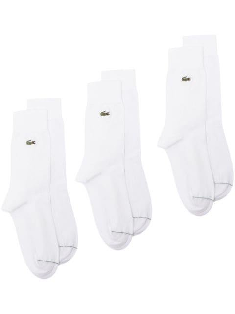 logo-embroidered socks (pack of three) by LACOSTE