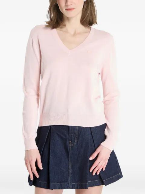 logo-patch V-neck cotton sweater by LACOSTE