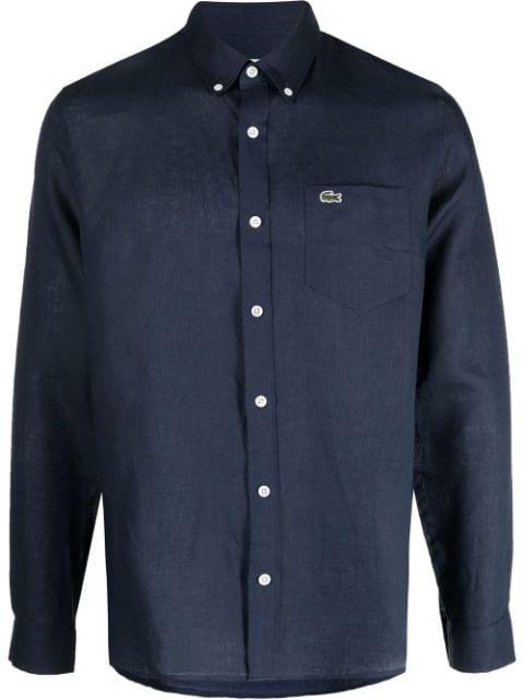 logo-patch button-down shirt by LACOSTE