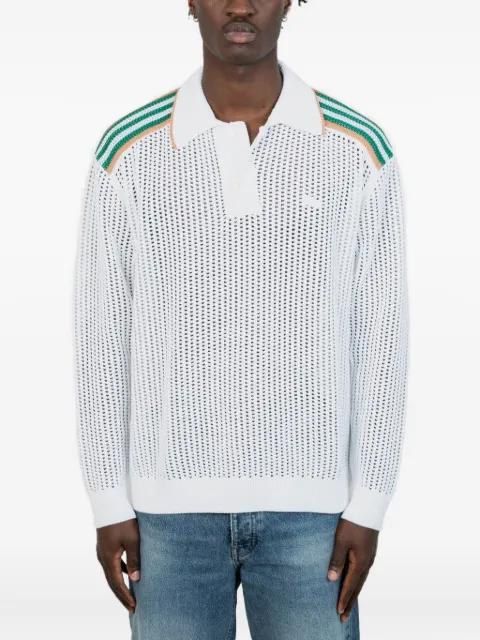 long-sleeve striped-shoulder polo shirt by LACOSTE