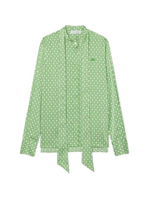 patterned tie-neck shirt by LACOSTE