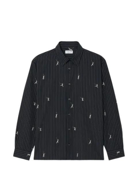 pinstripe tennis-print shirt by LACOSTE