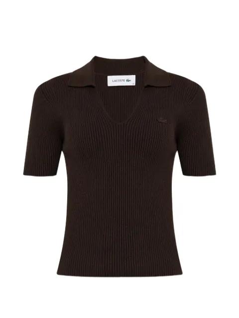 ribbed-knit V-neck T-shirt by LACOSTE