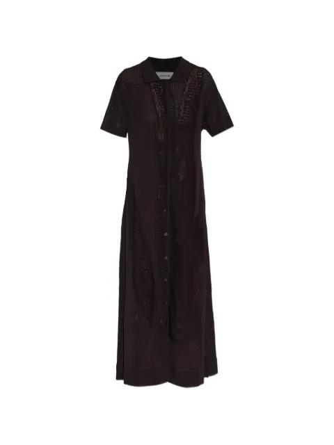 short-sleeve collared knitted midi dress by LACOSTE