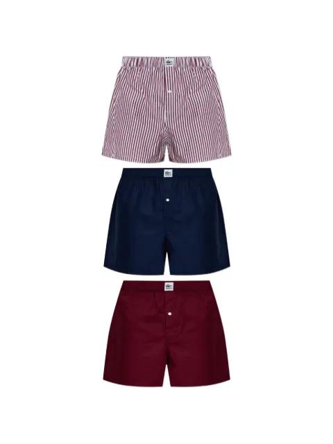 striped cotton boxer shorts (set of three) by LACOSTE