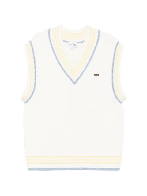 striped-trim ribbed-knit vest by LACOSTE