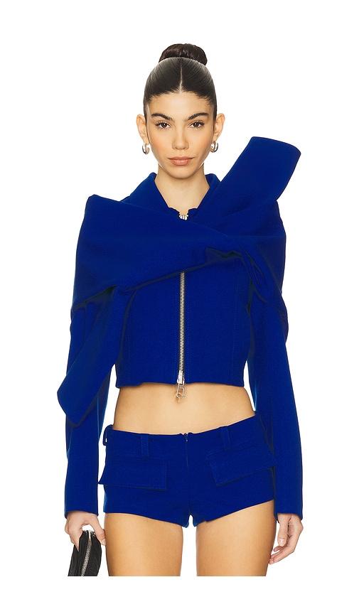 LADO BOKUCHAVA Knot Jacket in Royal by LADO BOKUCHAVA