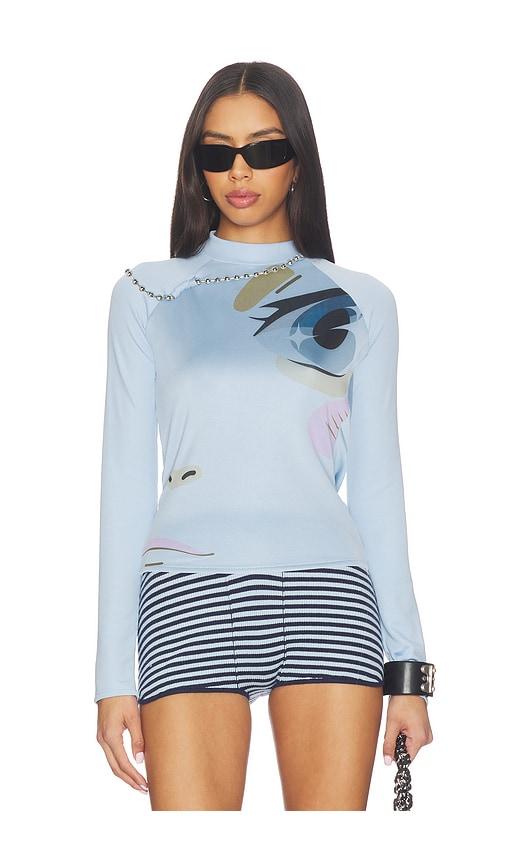 LADO BOKUCHAVA Manga Turtleneck Top in Baby Blue by LADO BOKUCHAVA