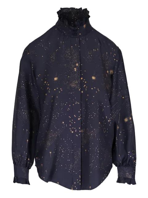 Ink ruffled star print blouse by LAFAYETTE 148