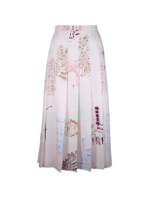 Manhattan-print pleated midi skirt by LAFAYETTE 148