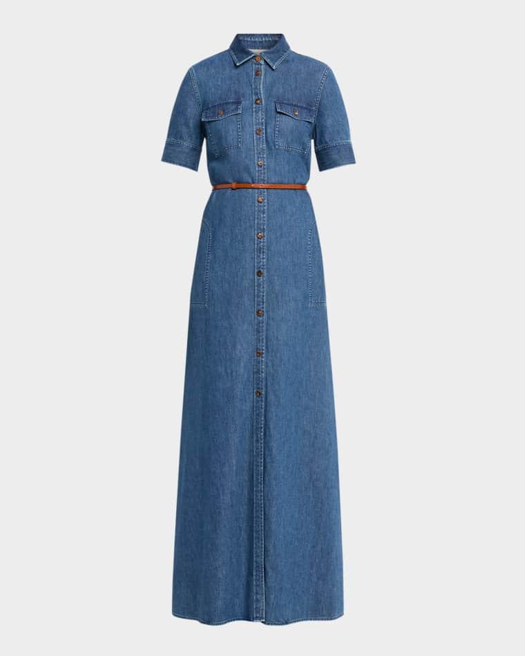 Belted Cotton Chambray Maxi Shirtdress by LAFAYETTE 148 NEW YORK