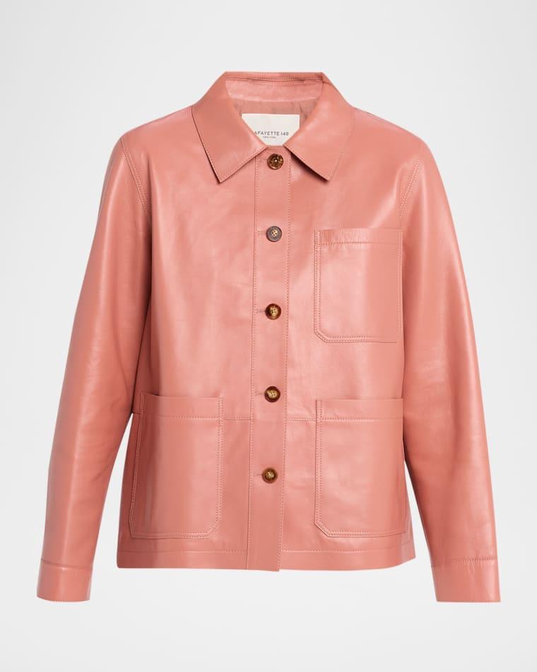 Button-Down Nappa Leather Jacket by LAFAYETTE 148 NEW YORK