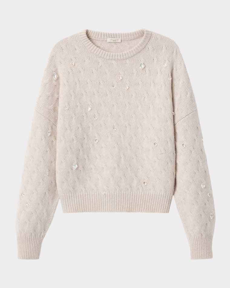 Cable-Knit Swarovski Crystal Sweater by LAFAYETTE 148 NEW YORK