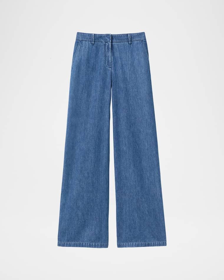 Charles Wide-Leg Cotton Chambray Pants by LAFAYETTE 148 NEW YORK