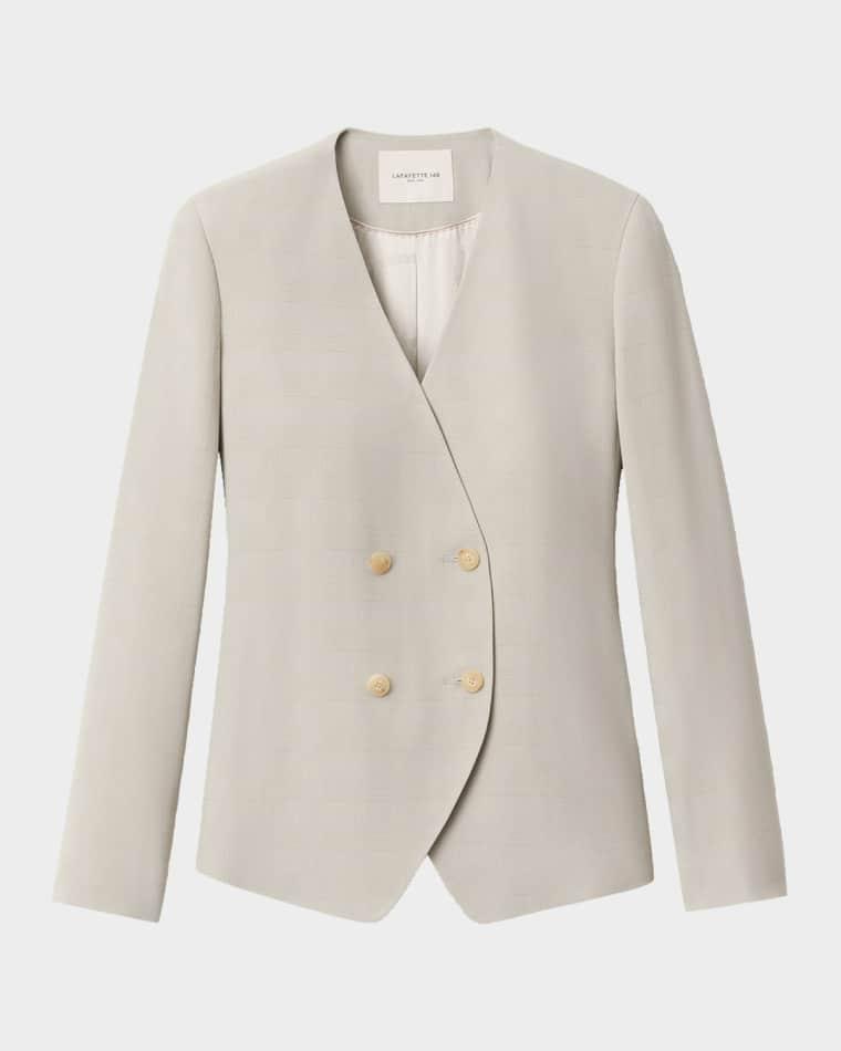 Collarless Plaid Jacquard Blazer by LAFAYETTE 148 NEW YORK