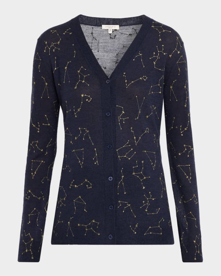 Constellation-Embroidered Cashmere Cardigan by LAFAYETTE 148 NEW YORK